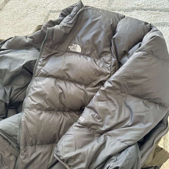 THE NORTH FACE 550 Hyvent Dark Green Parka Jacket inner gray puffer coat XXXL - Picture 7 of 12